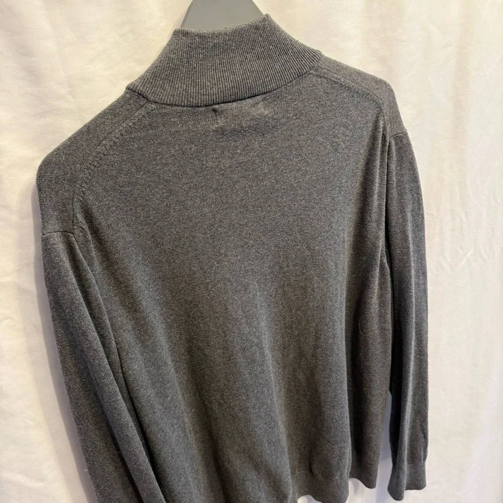 Banana Republic Luxe Cotton‎ Blend XL 1/4 Zip Sweater Charcoal Gray Lagenlook